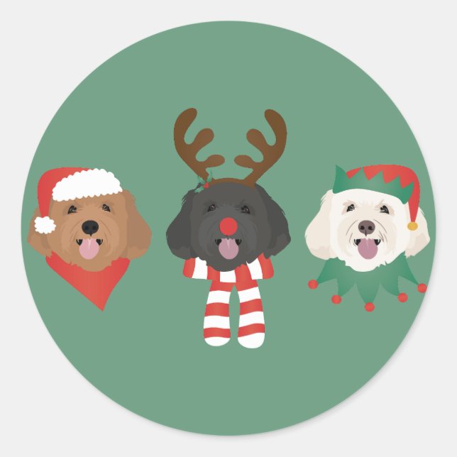 Christmas Maltipoo Dogs Classic Round Sticker (Front)