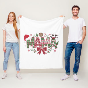 Christmas Mama Coquette Bow Mama Claus Tree Cake  Fleece Blanket