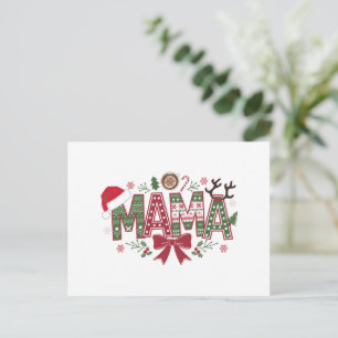 Christmas Mama Coquette Bow Mama Claus Tree Cake Holiday Postcard