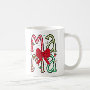 Christmas MAMA Letters Red Bow Cute Festive Coffee Mug