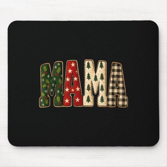 Christmas Mama,tree Buffalo Plaid Mama Funy Gift T Mouse Pad (Front)