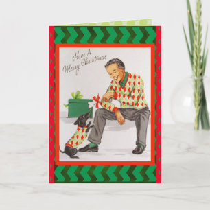 Christmas Man & Dog Holiday Card