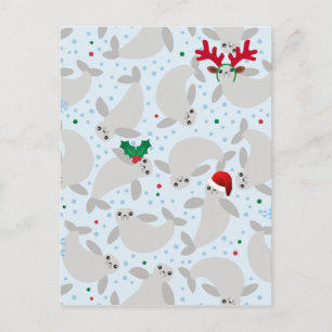 christmas manatee holiday postcard