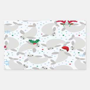 christmas manatee rectangular sticker