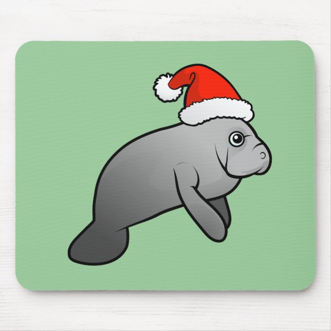 Christmas Manatee Santa Mouse Pad (Front)