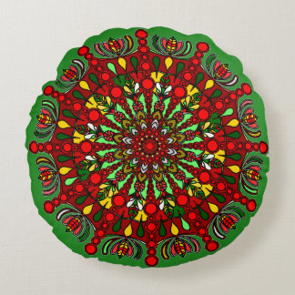 Christmas Mandala Floor Cushion - Hand Drawn