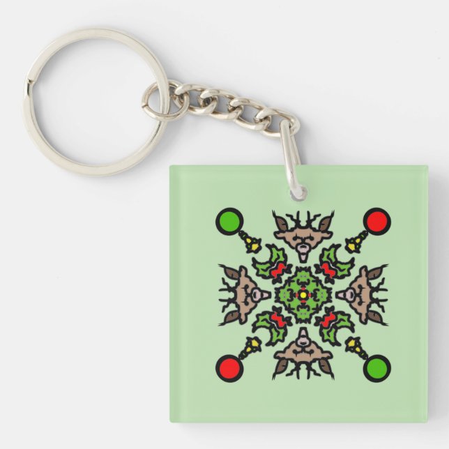 Christmas Mandala Pattern Key Ring (Front)
