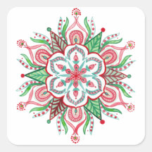 Christmas Mandala Snowflake Stickers