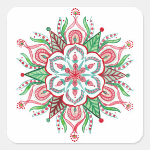 Christmas Mandala Snowflake Stickers