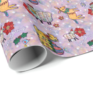 Christmas Manger Animals Wrapping Paper