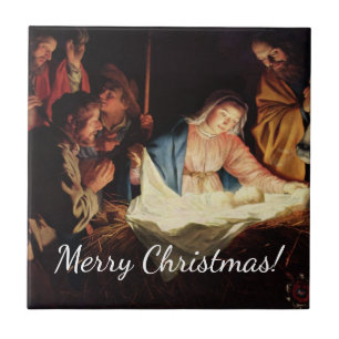 Christmas Manger Scene Ceramic Tile