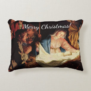 Christmas Manger Scene Decorative Cushion