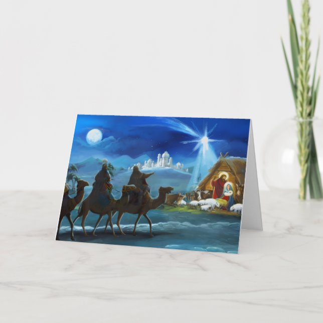 Christmas Manger Scene Greeting Card (Front)