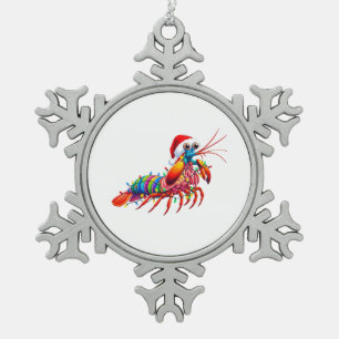 Christmas Mantis Shrimp Odontodactylus Colourful Snowflake Pewter Christmas Ornament
