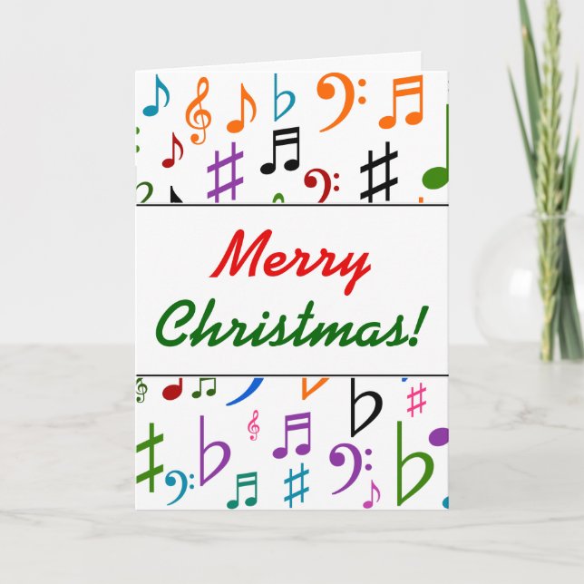 Christmas; Many Colourful Music Notes and Symbols (Front)
