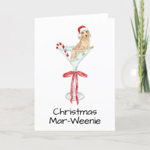 Christmas Mar-Weenie Dachshund Dog Watercolor Thank You Card