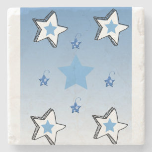 Christmas Marble Stone Coaster, Blue Stars  Coaster