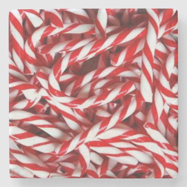 Christmas Marble Stone Coaster, Candy Cane Stone Coaster (Front)