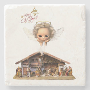 Christmas Marble Stone Coaster, Christmas Angel Coaster