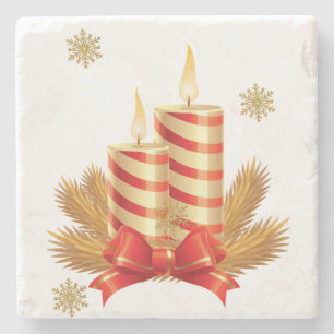 Christmas Marble Stone Coaster, Christmas Candle Coaster