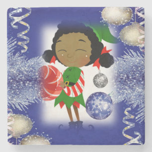 Christmas Marble Stone Coaster, Elf Stone Coaster