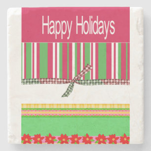 Christmas Marble Stone Coaster, Happy Holidays Coaster