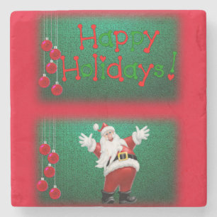 Christmas Marble Stone Coaster, Happy Holidays Coaster