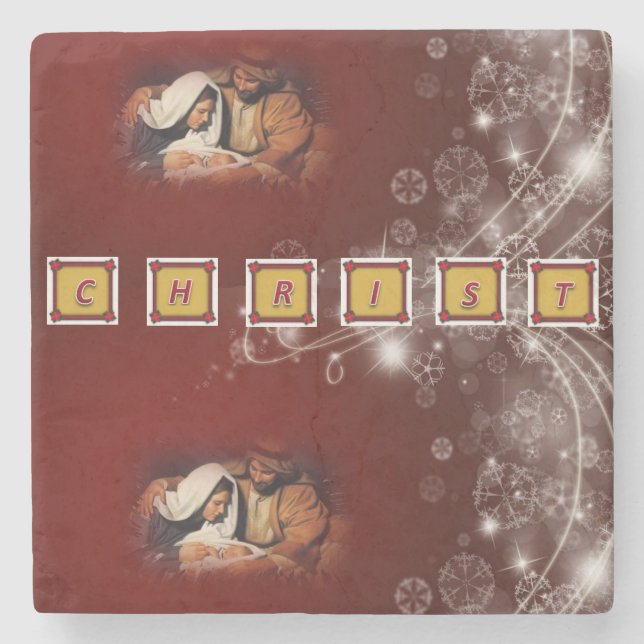 Christmas Marble Stone Coaster, Jesus Christ Coaster (Front)
