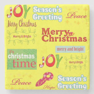Christmas Marble Stone Coaster, Joy Peace Coaster