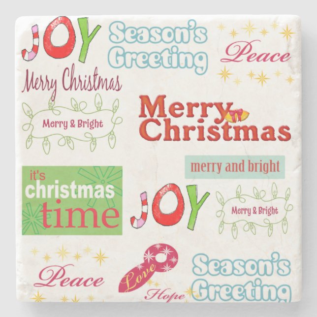 Christmas Marble Stone Coaster, Joy Peace  Coaster (Front)