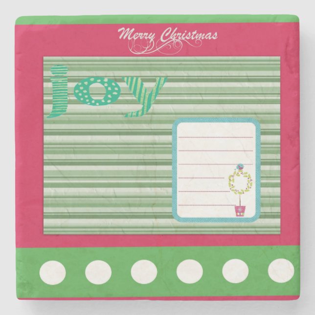 Christmas Marble Stone Coaster, Joy Stone Coaster (Front)