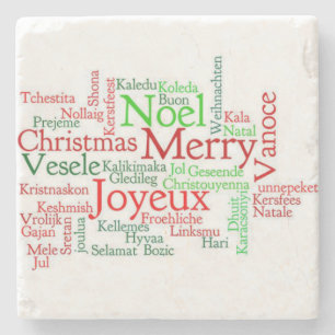 Christmas Marble Stone Coaster, Merry Christmas Coaster