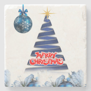 Christmas Marble Stone Coaster, Merry Christmas Coaster