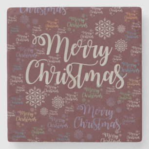 Christmas Marble Stone Coaster, Merry Christmas Coaster
