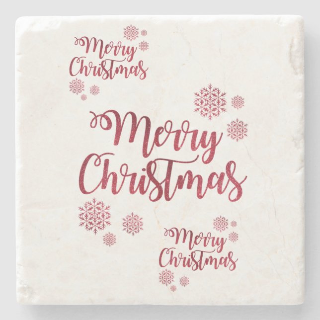 Christmas Marble Stone Coaster, Merry Christmas Stone Coaster (Front)