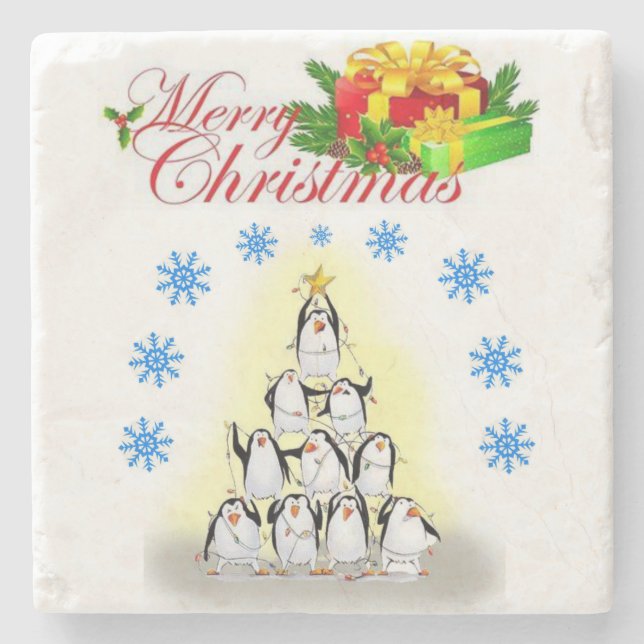 Christmas Marble Stone Coaster, Merry Christmas Stone Coaster (Front)