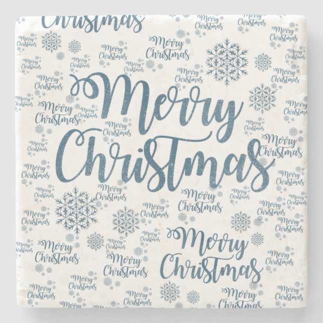 Christmas Marble Stone Coaster, Merry Christmas Stone Coaster (Front)