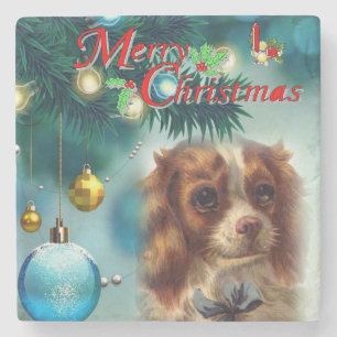 Christmas Marble Stone Coaster, Merry Christmas Stone Coaster