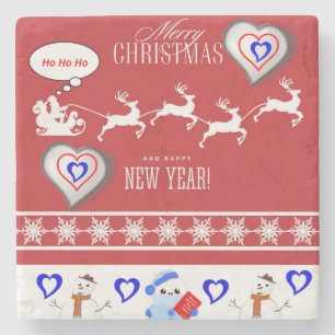 Christmas Marble Stone Coaster, Merry Christmas Stone Coaster