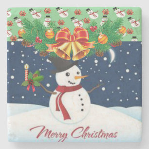 Christmas Marble Stone Coaster, Merry Christmas Stone Coaster