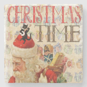 Christmas Marble Stone Coaster, Merry Christmas Stone Coaster