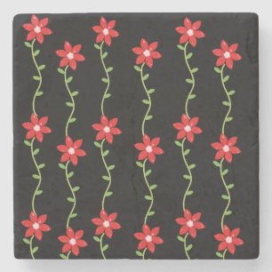 Christmas Marble Stone Coaster, Poinsettia  Stone Coaster