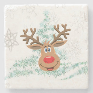 Christmas Marble Stone Coaster, Reindeer Coaster