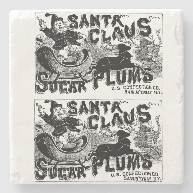 Christmas Marble Stone Coaster, Santa Claus Coaster (Front)