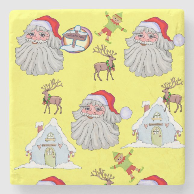 Christmas Marble Stone Coaster, Santa Claus  Stone Coaster (Front)
