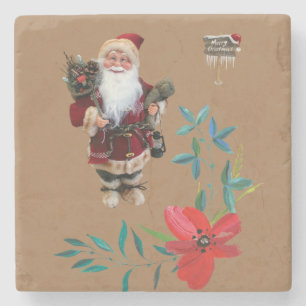 Christmas Marble Stone Coaster, Santa Coaster