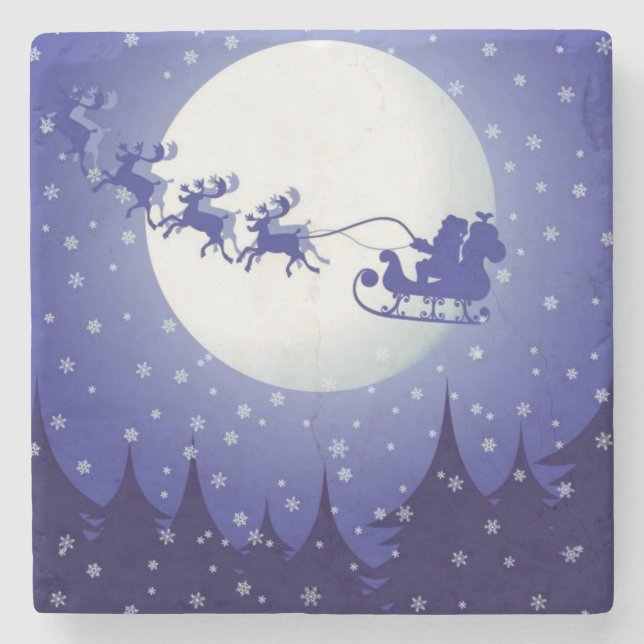Christmas Marble Stone Coaster, Santa Coaster (Front)