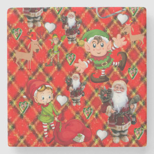 Christmas Marble Stone Coaster, Santa Coaster