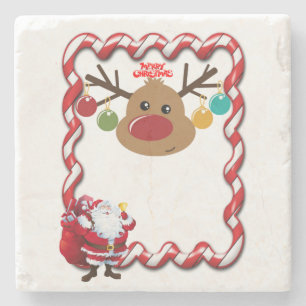 Christmas Marble Stone Coaster, Santa Stone Coaster