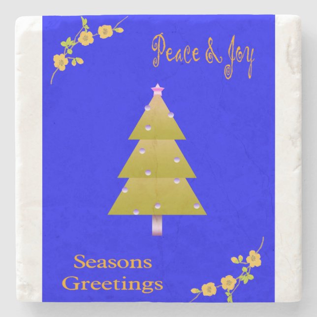 Christmas Marble Stone Coaster, Season's Greetings Coaster (Front)